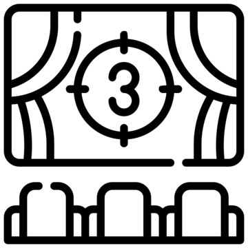 cinema scene with countdown number three clip art preview
