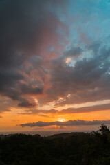 Golden sunset from the hilly area in yogyakarta, Indonesia is amazing