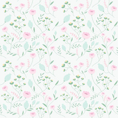 seamless vector pattern with flowers and plants vintage background wallpaper