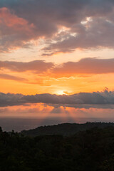 Golden sunset from the hilly area in yogyakarta, Indonesia is amazing