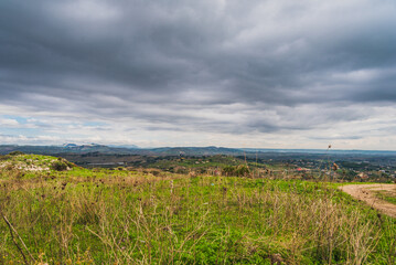 Panorama of Gela Countryside, Caltanissetta, Sicily, Italy, Europe