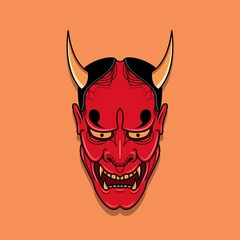 Oni japanese devil mask, Vector illustration eps.10