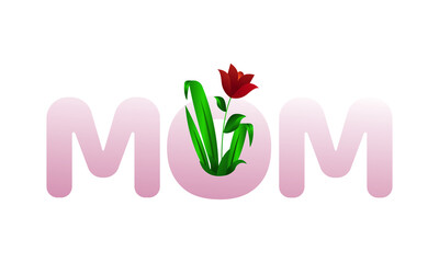 Mother's day concept banner with colorful flowers, isolated on white background. editable vector
