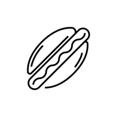 Eating fast food. Hot dog isolated on white background.
