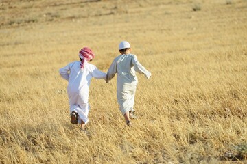 Arabic people enjoying in nature , high quality photo