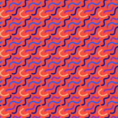 Memphis seamless pattern. Fashion 80-90s. Colorful pink mosaic texture with short lines shapes