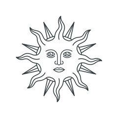 antique sun with face illustration