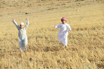 Arabic people enjoying in nature , high quality photo