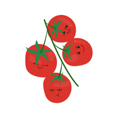 Illustration of tomato branch with faces