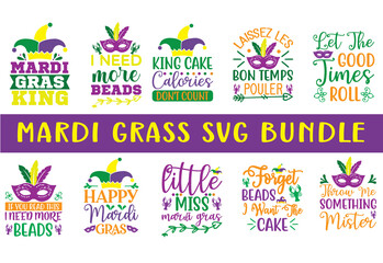 Mardi Gras SVG Bundle Cut Files for Cutting Machines like Cricut and Silhouette	