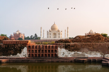 Iconic mausoleum of Taj Mahal