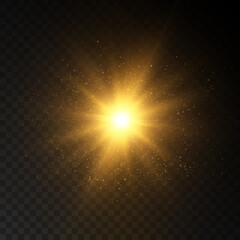 Bright light effect with rays and highlights for vector illustration.	
