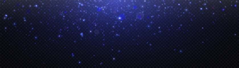Obraz premium Glowing light effect with many glitter particles isolated on transparent background. Vector star cloud with dust.