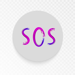 multi-colored inscription sos on a transparent background written with a brush. vector