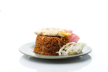Nasi Goreng Rendang. Indonesian fried rice with Beef Rendang and Sunny Side Egg