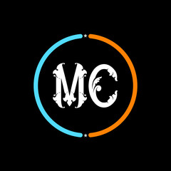 MC Letter Logo design. black background.