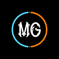 MG Letter Logo design. black background.