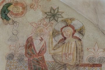 medieval fresco from the 1300s depicting the Coronation of the Virgin