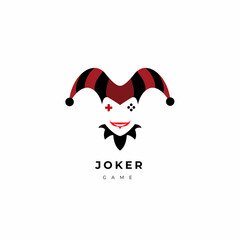 game illustration vector joker clown logo icon design with game stick eye