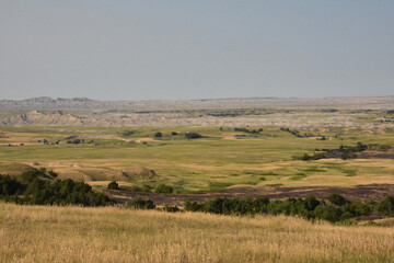 Badlands Landscape with a Valley in South Dakota