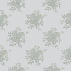 Seamless botanical pattern, silhouette of a bouquet of flowers. Watercolor texture of flowers silhouette for design, ready-made seamless background with delicate flowers.