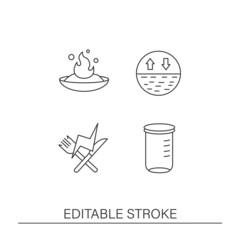 Nutrition facts line icons set. Vitamins and minerals supplements.Healthy concepts.Isolated vector illustrations. Editable stroke