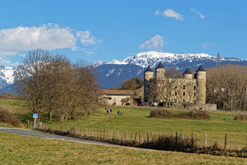 JARRIE, FRANCE, February 27, 2022 : Castle of Bon Repos is a former strong house of XV century....