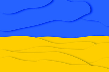 Flag of Ukraine in blue and yellow colors in paper cut style. Peace to Ukraine. February 24, 2022. vector