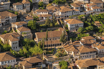 Old traditional houses of historic city of Berat in Albania