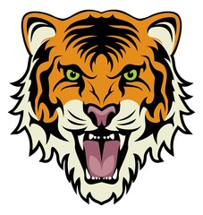 vector stylized face of angry tiger