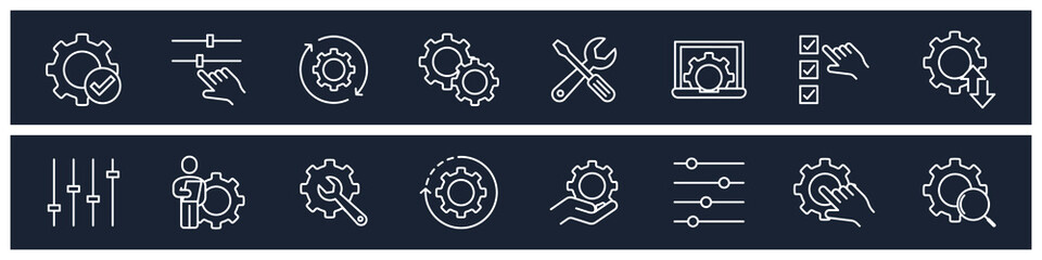 set of Setup and Settings elements symbol template for graphic and web design collection logo vector illustration