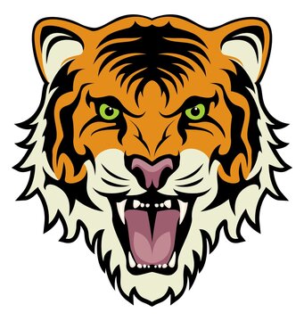 vector stylized face of angry tiger