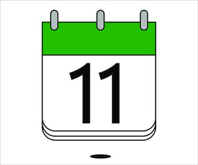 day 11 green calendar icon with white background