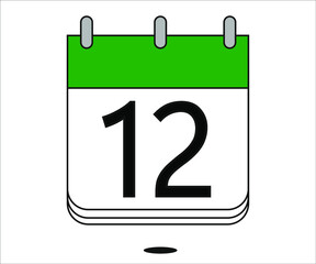 day 12 green calendar icon with white background