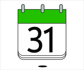day 31 green calendar icon with white background