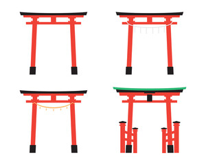 Torii. Red Japanese gate. Japanese Red Torii Gate. Vector illustration.