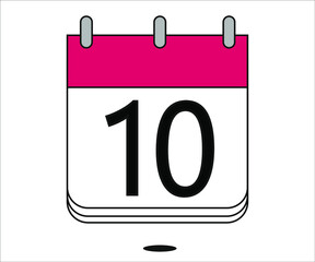 day 10 red calendar icon with white background