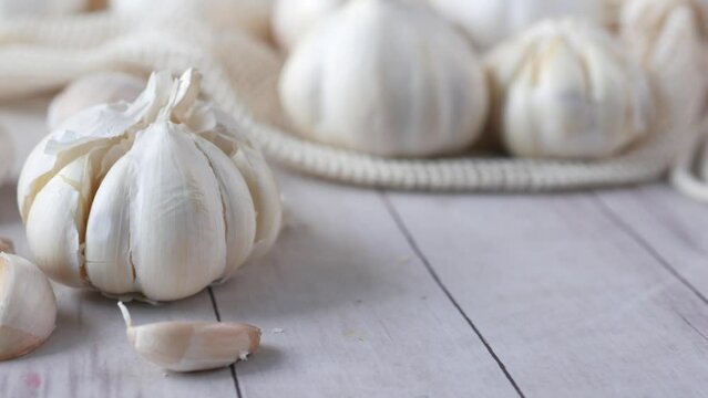 close up pf garlic on white background,