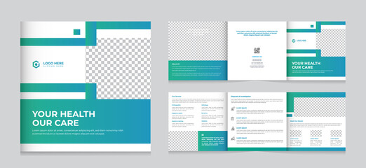Square tri-fold folding medical brochure, Design for printing and advertising