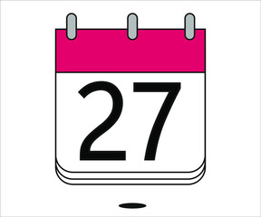 day 27 red calendar icon with white background