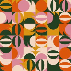 Bauhaus Inspired Graphic Pattern Artwork Made With Abstract Vector Geometric Shapes