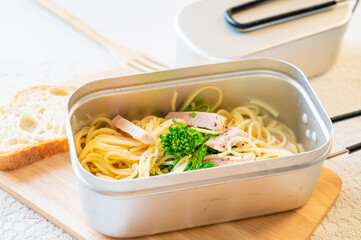 メスティン料理　菜の花パスタ