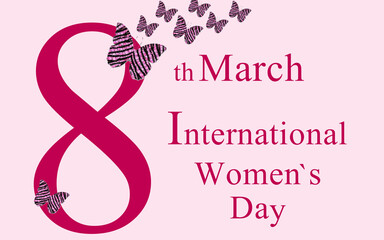 International Women's Day. Banner, flyer, beautiful postcard for March 8.  International Happy Women's Day. Special Day for Women's. Women's Day Background.