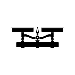 A scale icon for weighing various items on a white background.