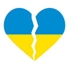 Ukraine flag, Peace for Ukraine, Ukraine flag concept. Ukraine's broken heart design. Vector illustration