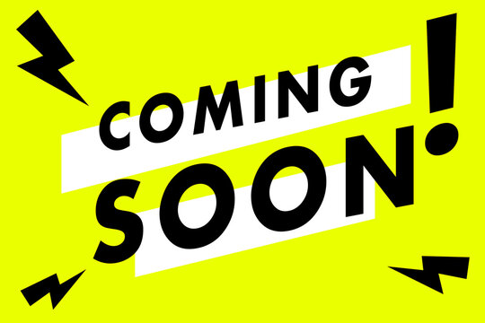 Coming soon poster design in black, yellow and white colors. Used as a background for promotional and advertising concepts like upcoming events, new product release and launching online websites.