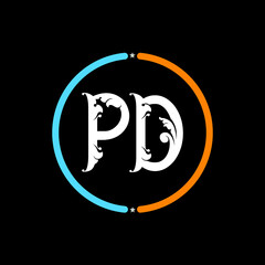 PD Letter Logo design. black background.