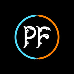 PF Letter Logo design. black background.