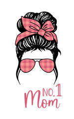Messy bun Mom no.1 festive template for mothers day