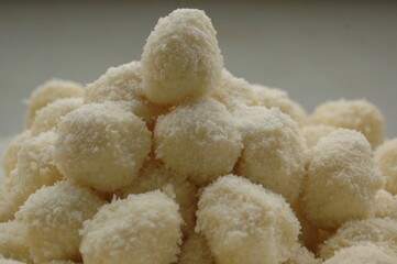 Homemade Raw Coconut Candies Stacked